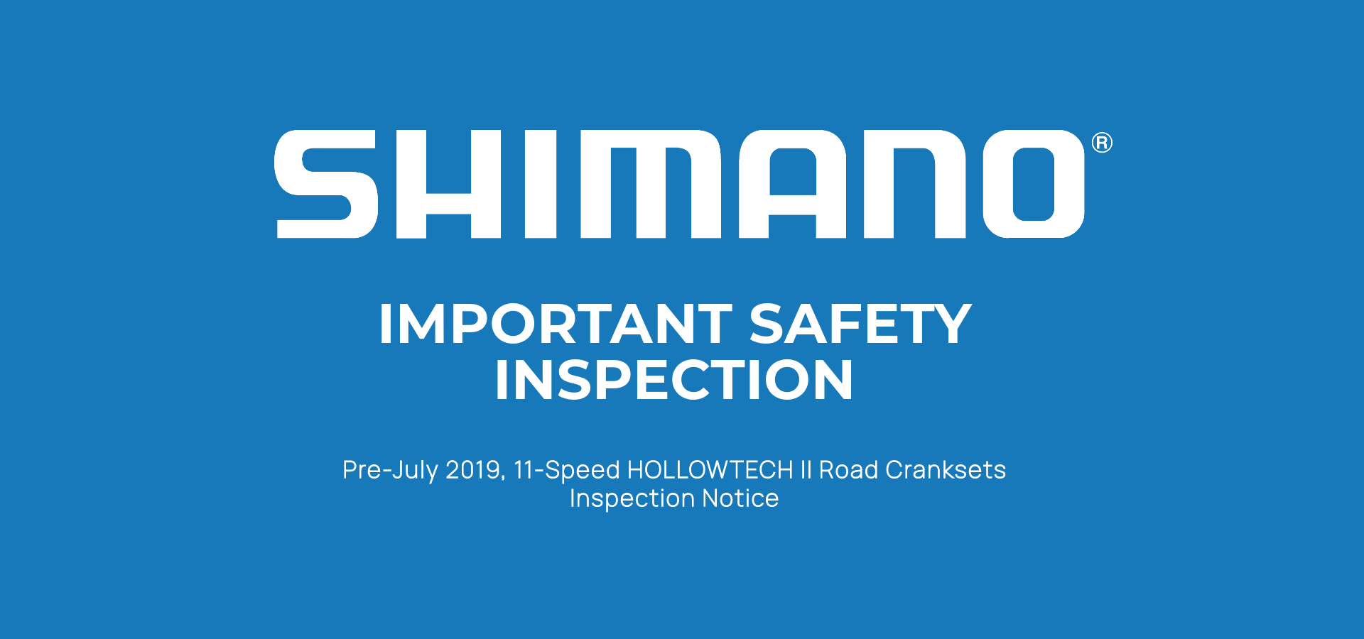 Shimano starts inspection and replacement programme